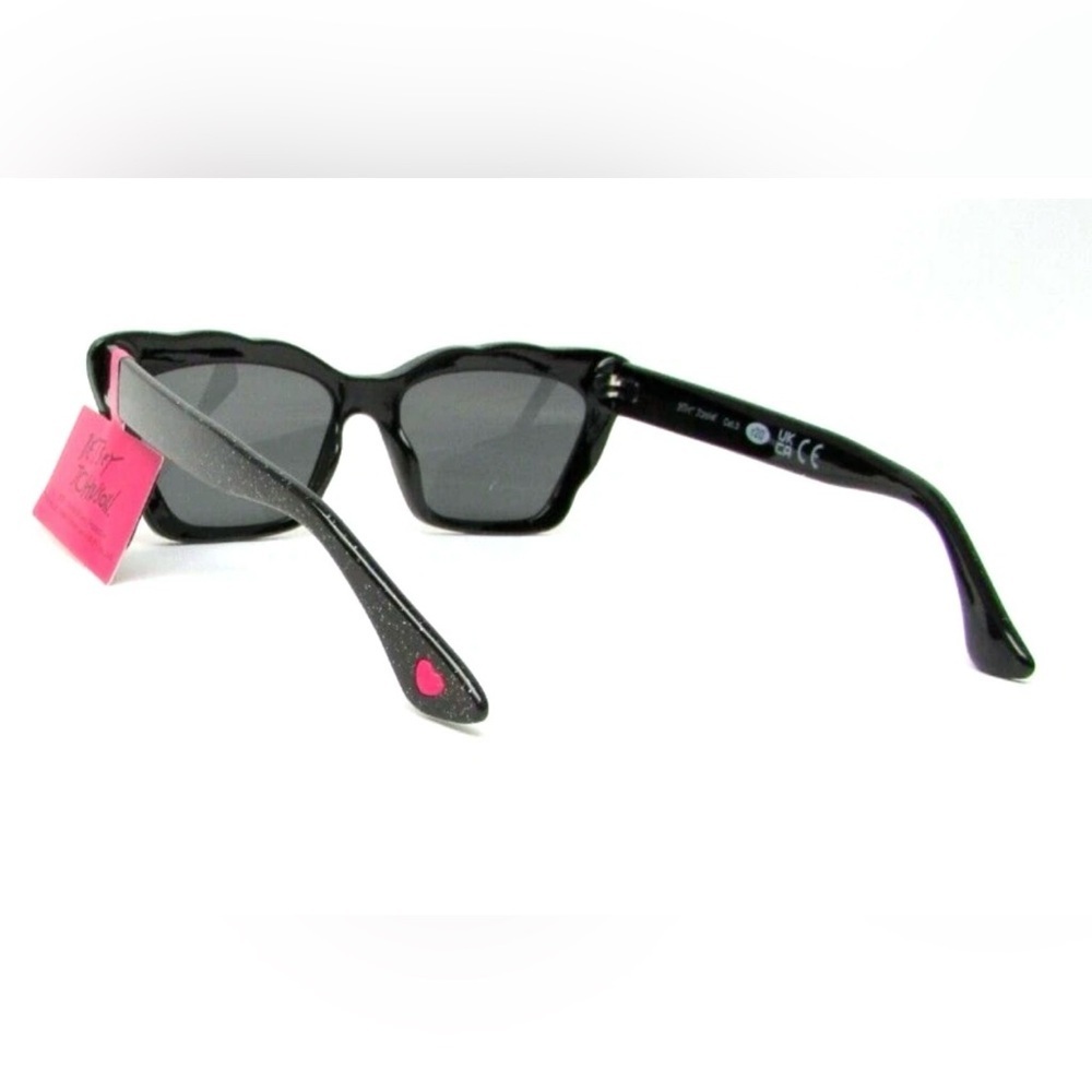 Betsey Johnson Black Sparkle Cat-Eye Sunglasses - Picture 4 of 6